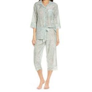 Papinelle Cheri Blossom Cotton Silk Pajama Set Womens XL Delicate Sleep Sage